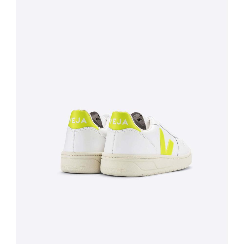 Veja V-10 LEATHER Sneakers Dames White/Mint | NL 647HAP